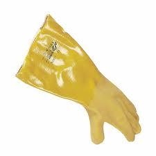 Gant petite manche trempé en nitrile JAUNE, finition siliconée, intérieur floqué coton