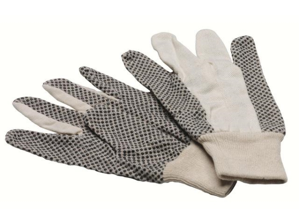 Gant beige 100% coton, picots noirs,poignet tric