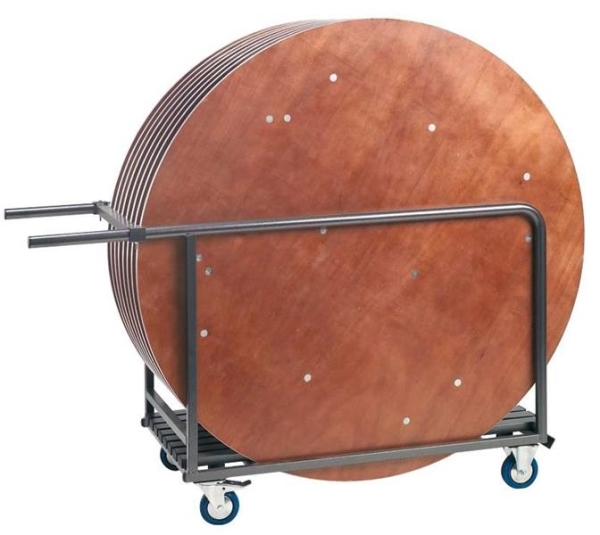 Chariot extensible pour table ronde diamètre 150 et 180 cm pouvant contenir 8 tables