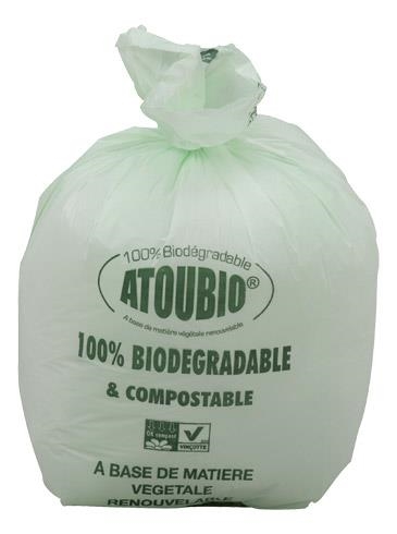 Sac biodégradable 50 L vert sans impression (10 sacs/rouleau)