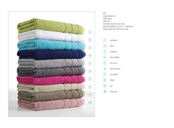Essuie-éponge uni FA 50*90 - 100% coton - 10 coloris au choix