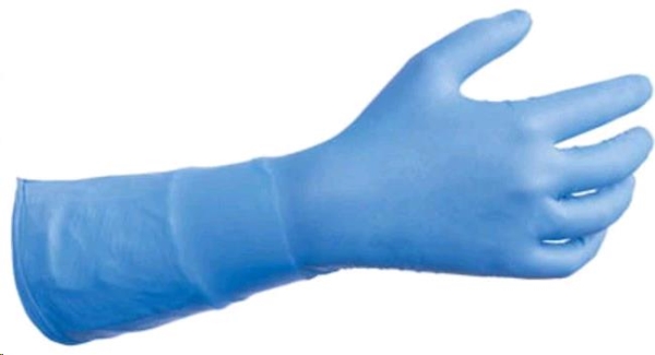 Gant longue manche trempé en nitrile, finition siliconée, intérieur floqué coton
