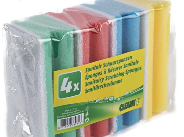 Eponge sanitaire non abrasive 4 couleurs/4 pièces x 24 paquets